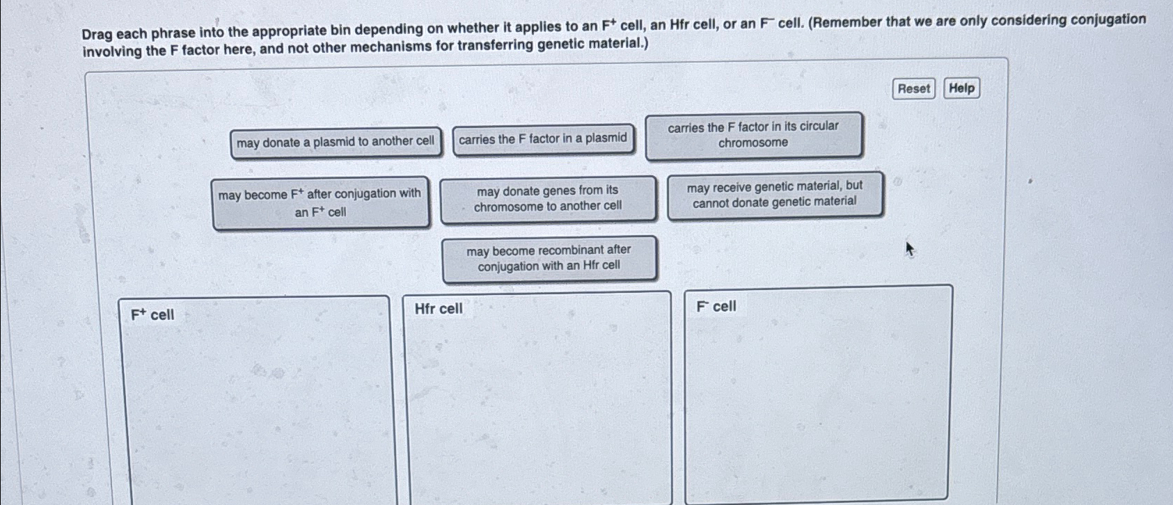 Solved Drag each phrase into the appropriate bin depending | Chegg.com