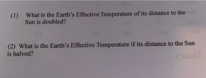Solved (1) What is the Earth's Effective Temperature of its | Chegg.com