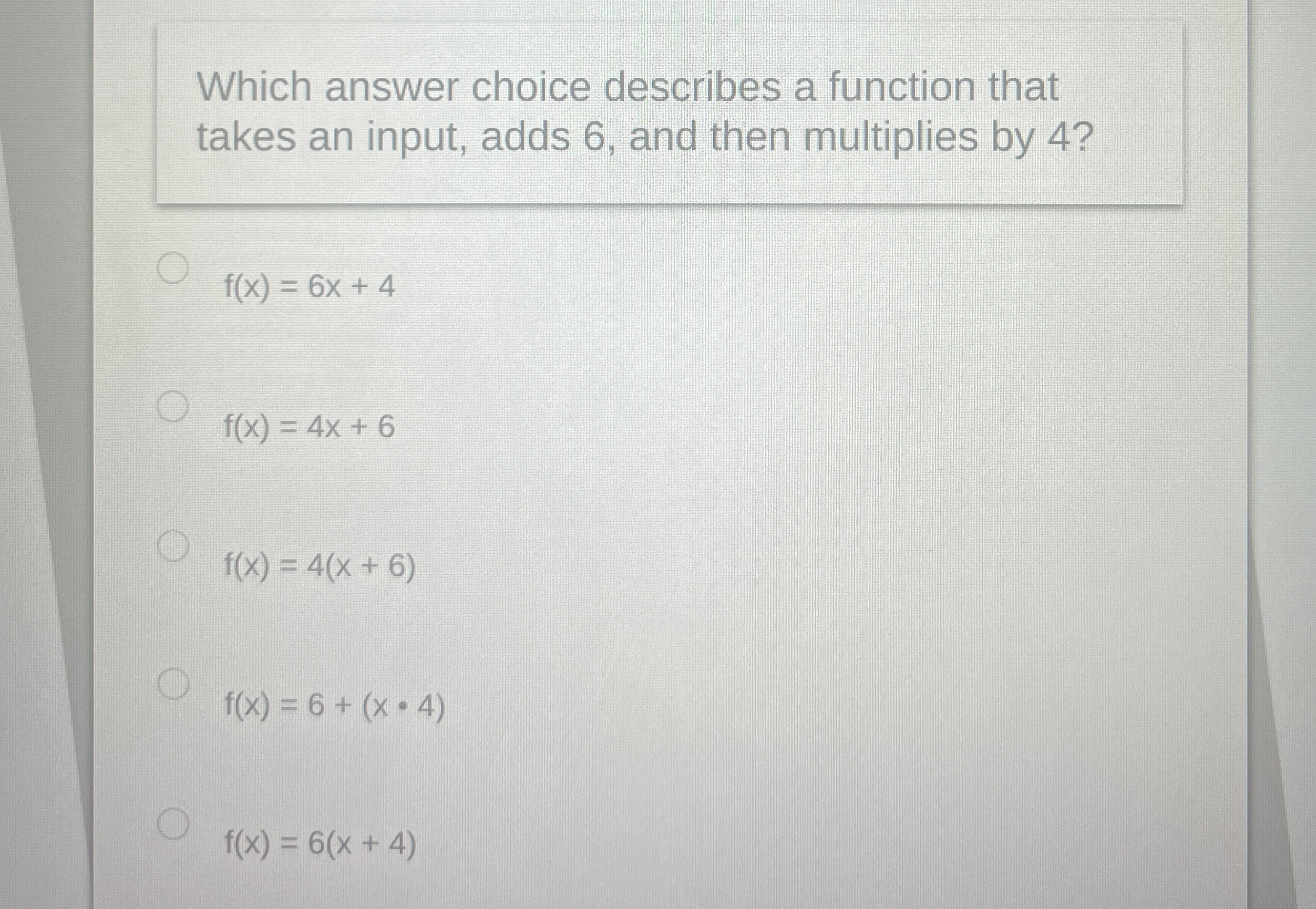 Solved Which answer choice describes a function that takes | Chegg.com