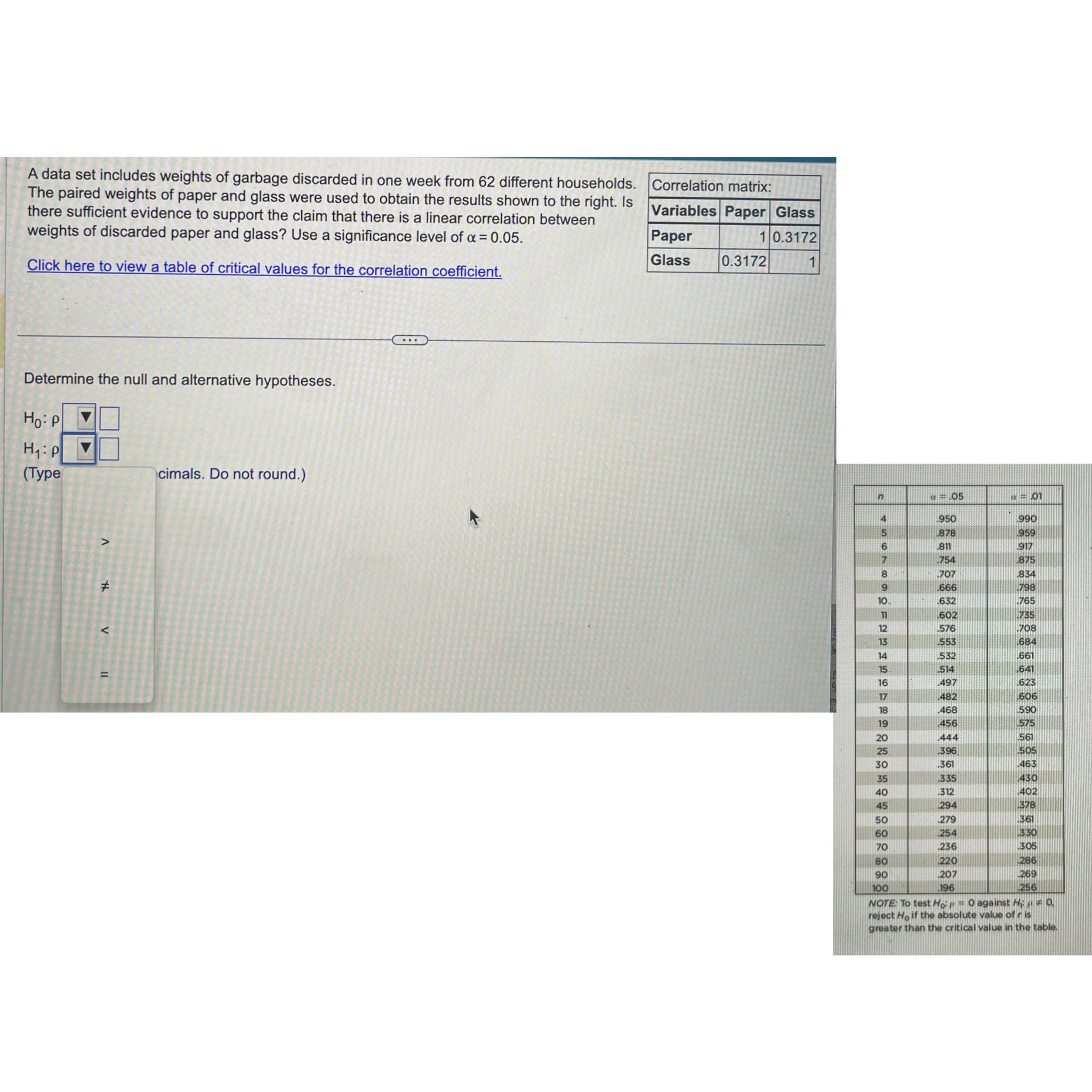 Solved A data set includes weights of garbage discarded in | Chegg.com ...