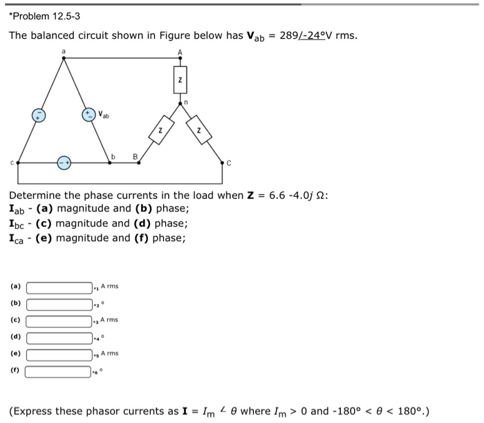 Solved * Problem 12.5-3 The balanced circuit shown in Figure | Chegg.com