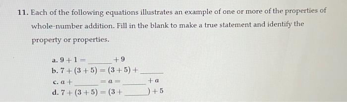 Solved 11. Each of the following equations illustrates an | Chegg.com
