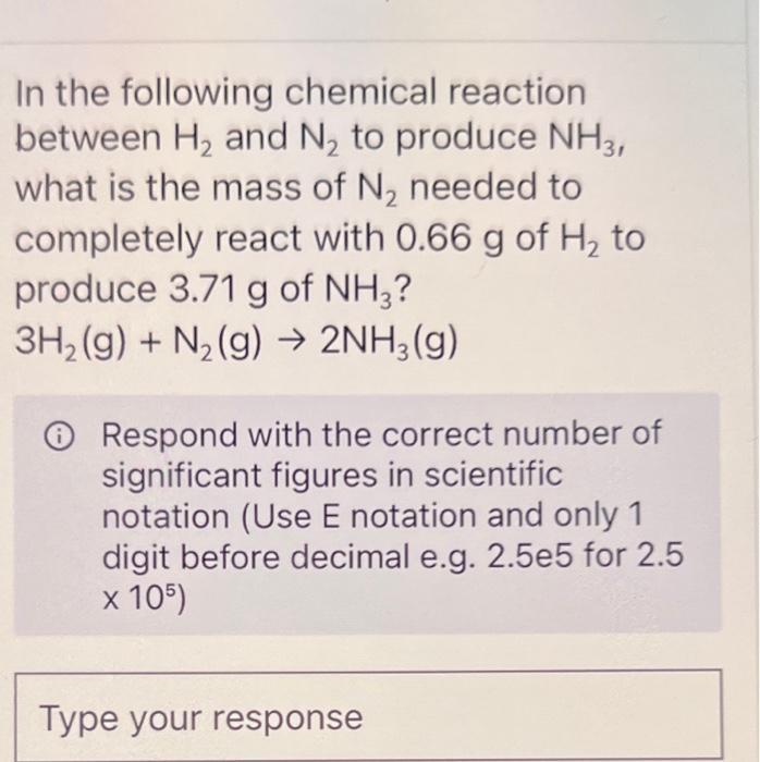 In the following chemical reaction between \( \mathrm{H}_{2} \) and \( \mathrm{N}_{2} \) to produce \( \mathrm{NH}_{3} \), wh