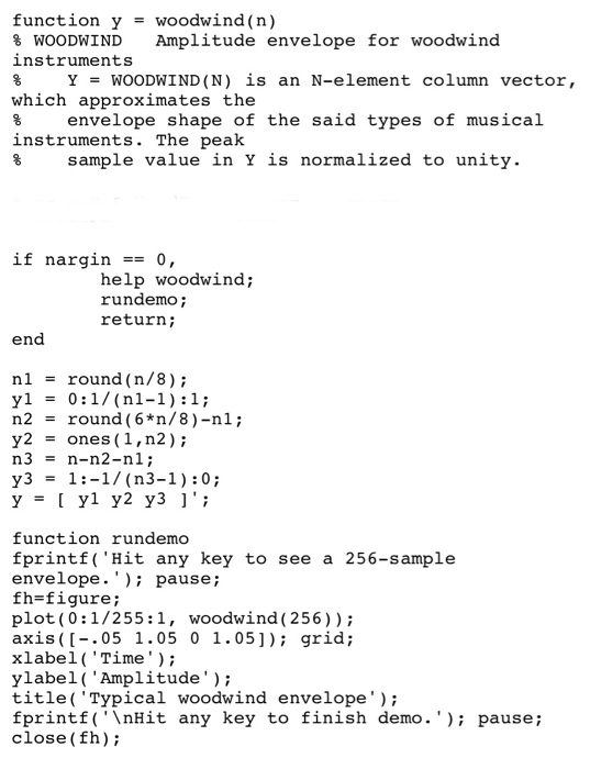 2. Write a MATLAB function that plays a given | Chegg.com