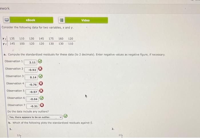 Solved ework Video eBook Consider the following data for two | Chegg.com