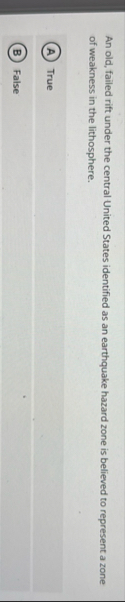 Solved An old, failed rift under the central United States | Chegg.com