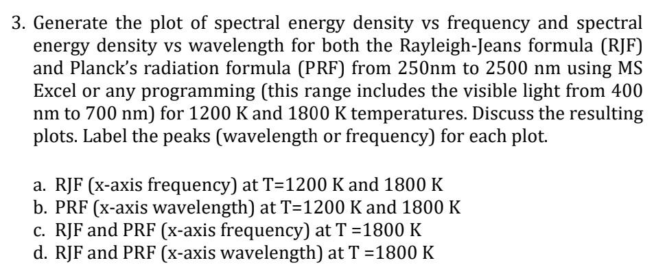 Solved 3. Generate the plot of spectral energy density vs | Chegg.com