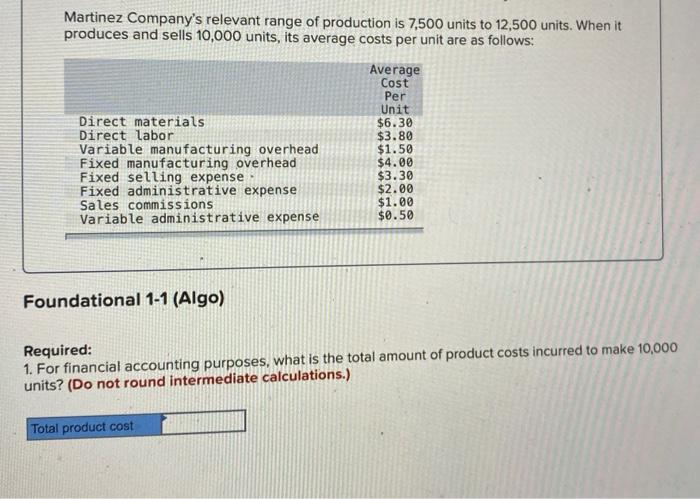 solved-martinez-company-s-relevant-range-of-production-is-chegg