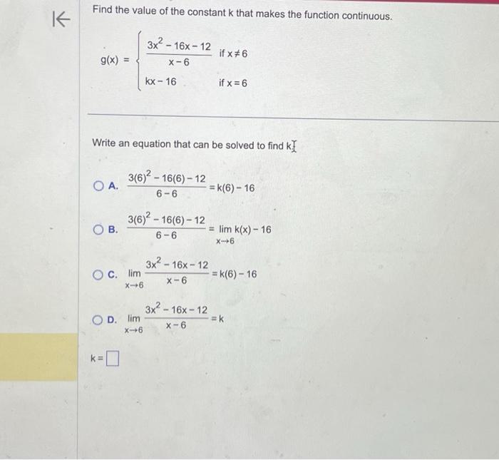 Solved Find the value of the constant k that makes the | Chegg.com
