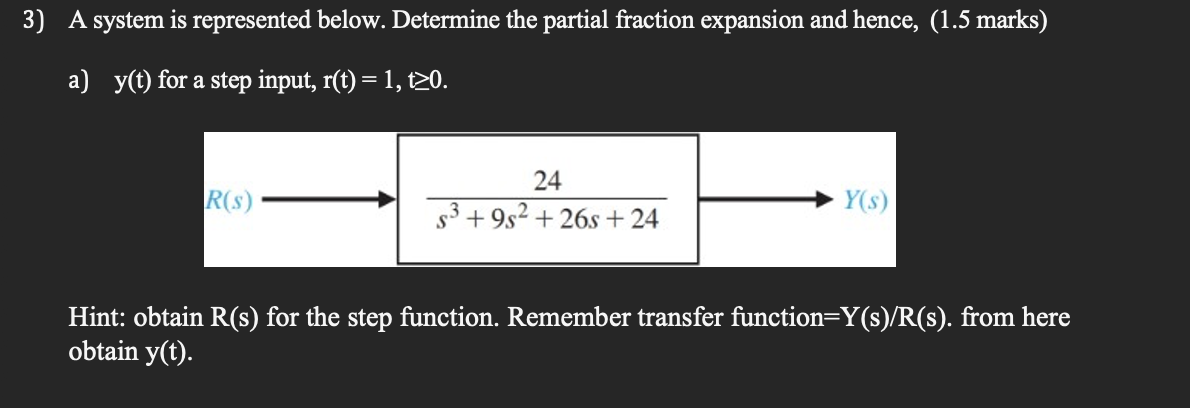 Solved A system is ﻿represented below. Determine the partial | Chegg.com
