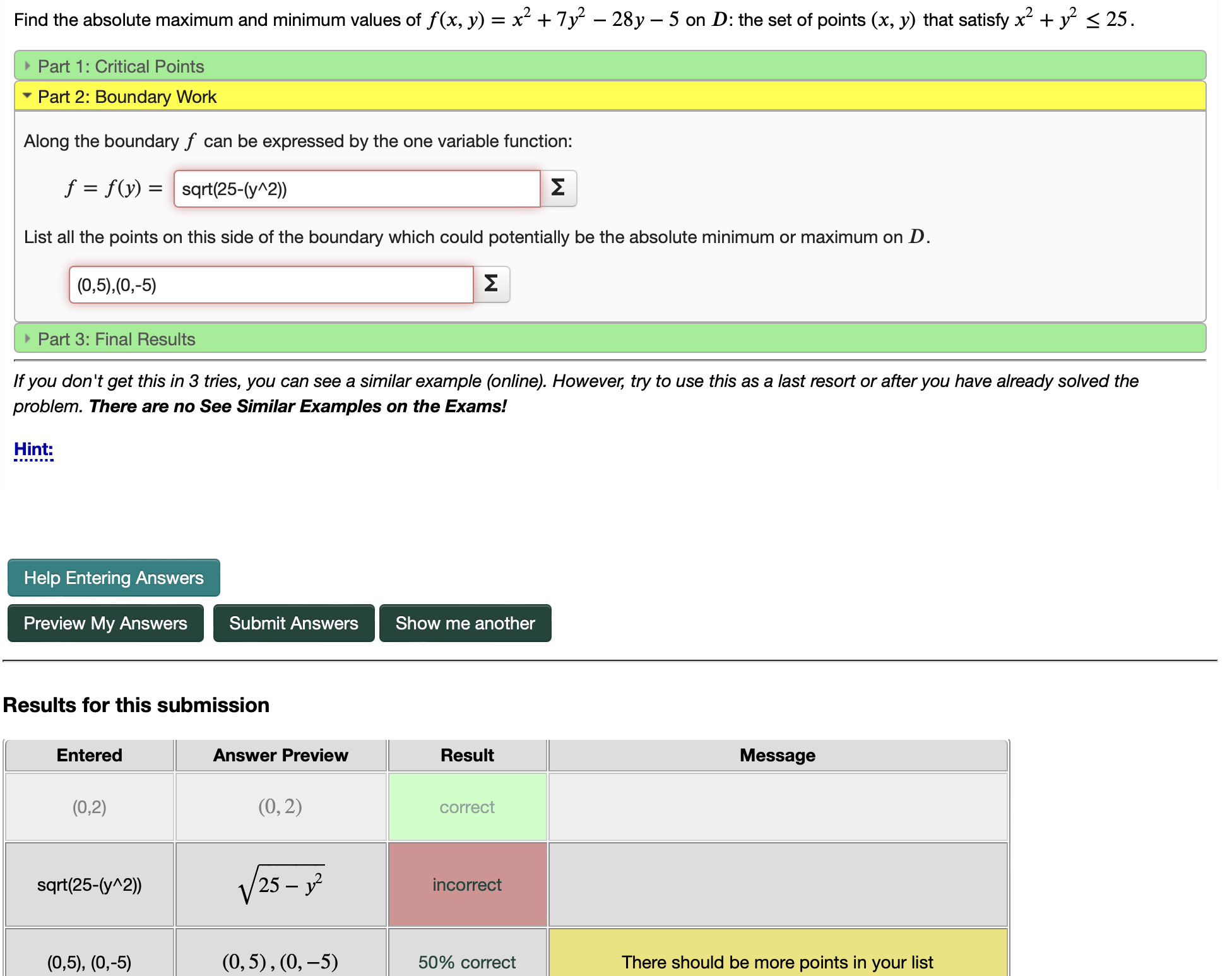 Solved Find the absolute maximum and minimum values of | Chegg.com