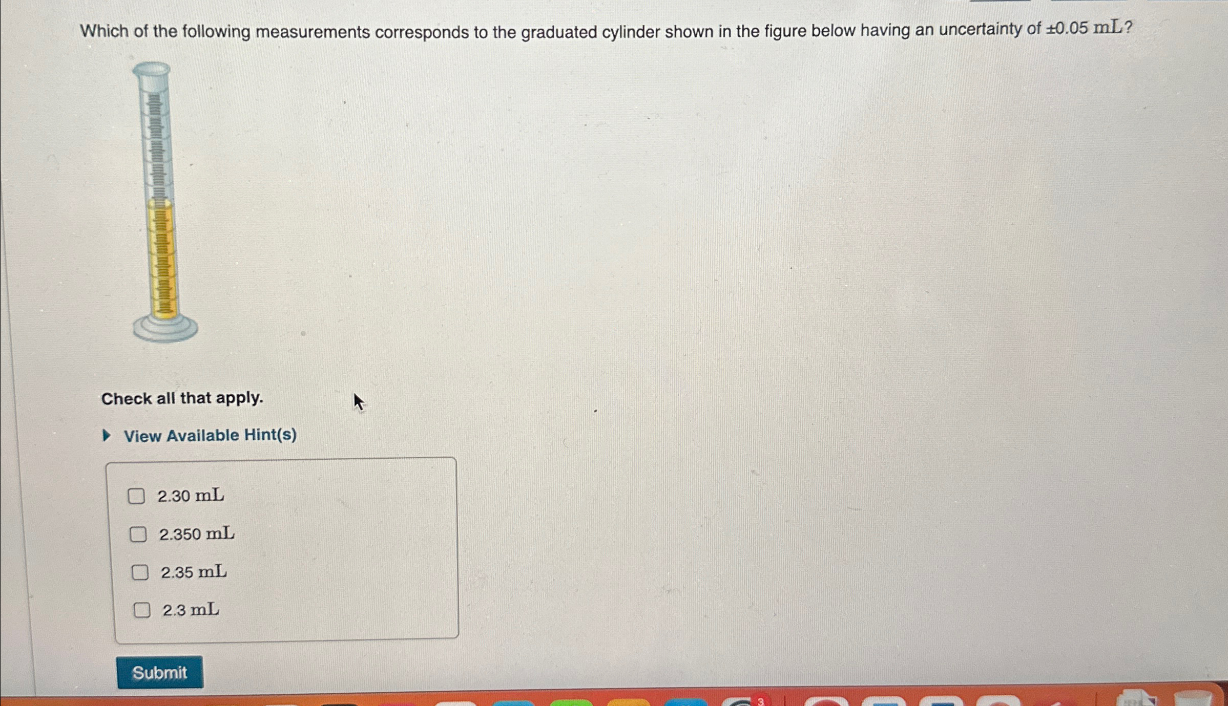 Solved Which of the following measurements corresponds to | Chegg.com