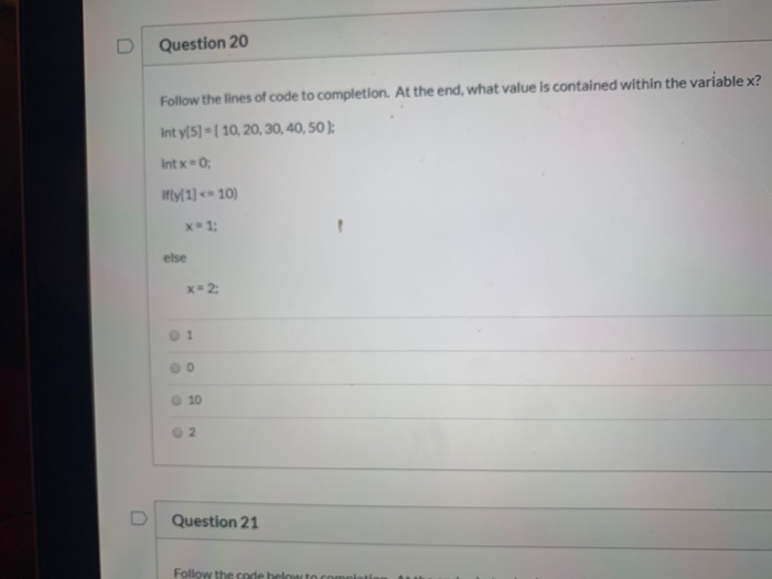 Solved Question 17 Follow the code below to completion. At | Chegg.com