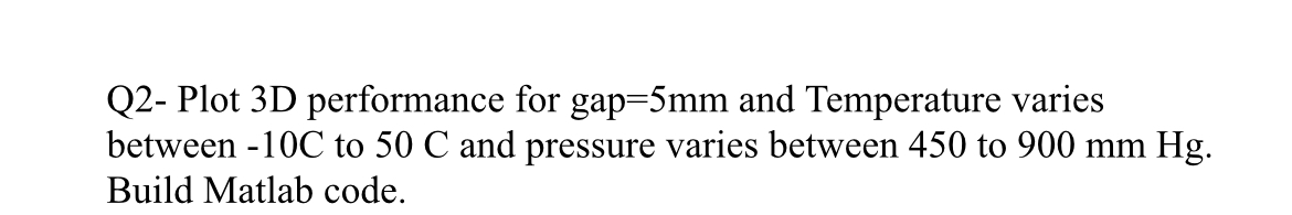 Solved Q2- ﻿Plot 3D performance for gap =5mm ﻿and | Chegg.com