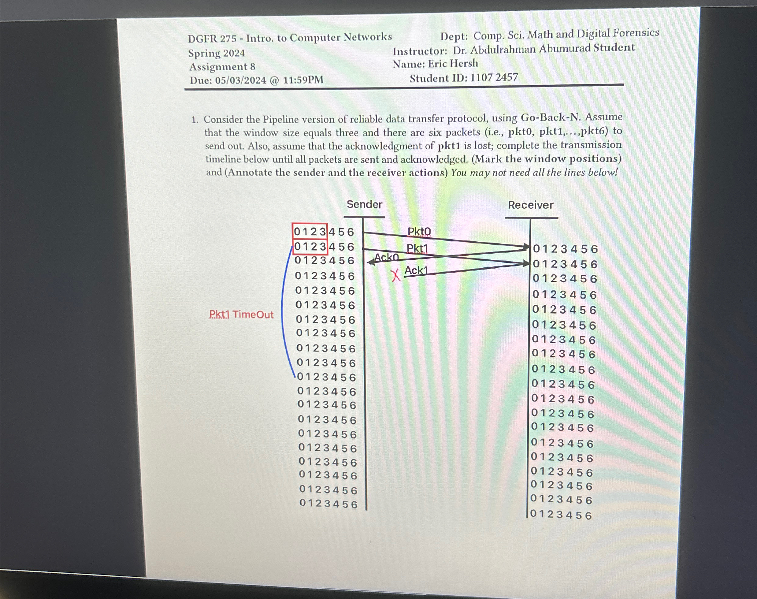 Solved DGFR 275 - ﻿Intro. to Computer NetworksDept: Comp. | Chegg.com