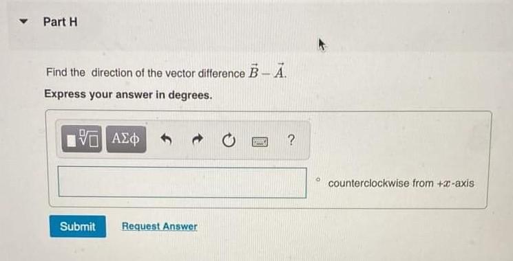 Solved Find the direction of the vector difference B−A. | Chegg.com