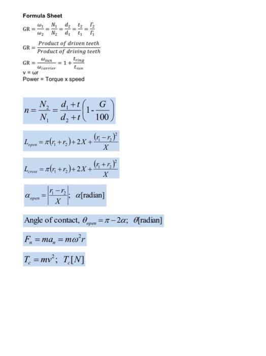 Solved please solve this using the formulas given in the | Chegg.com