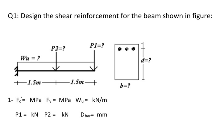 Solved Q1: Design the shear reinforcement for the beam shown | Chegg.com