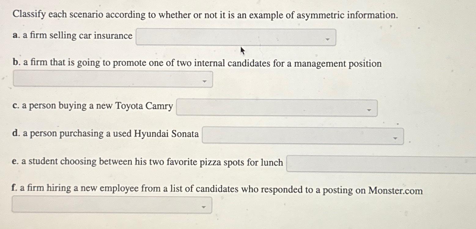 Solved Classify each scenario according to whether or not it | Chegg.com
