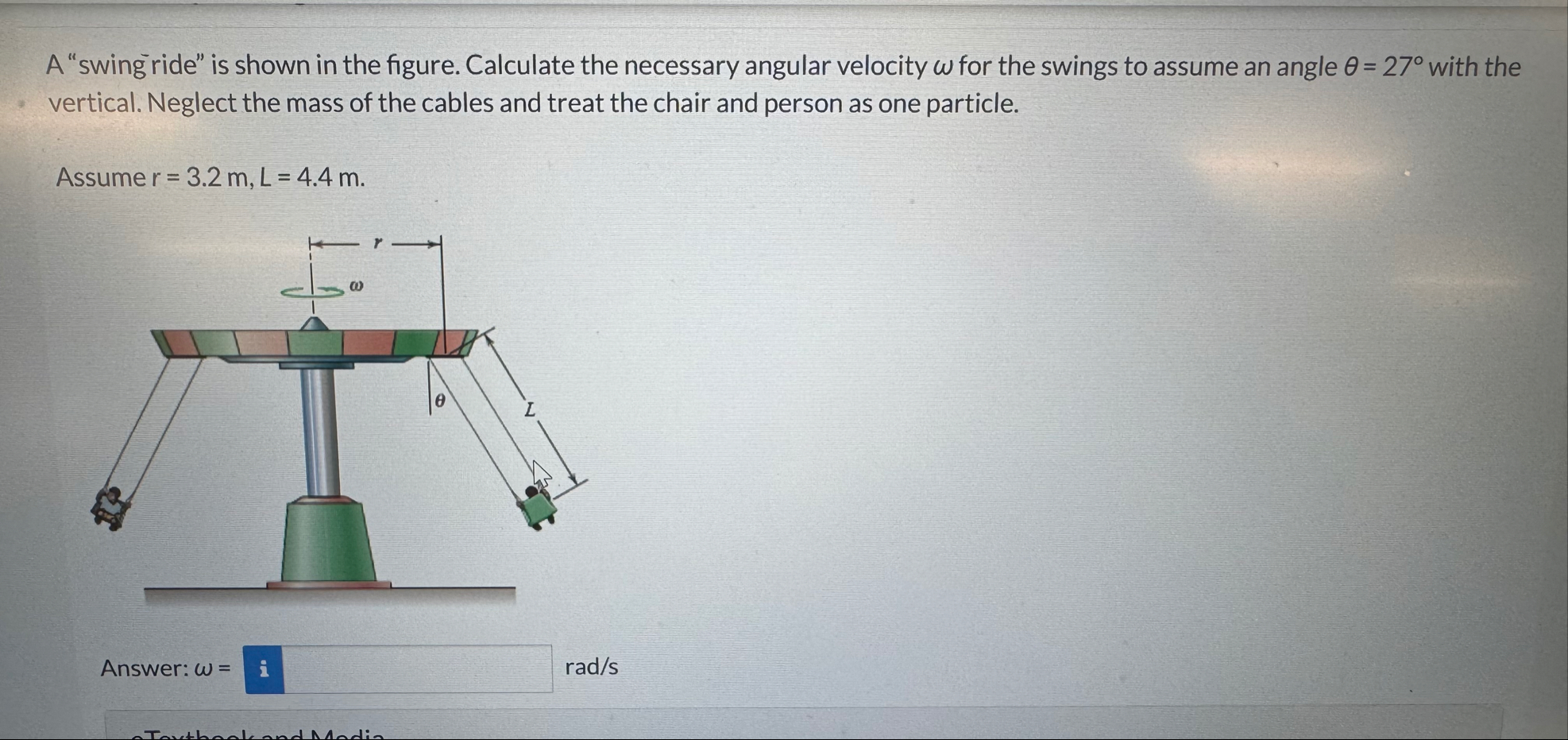 Solved A "swing ride" is shown in the figure. Calculate the | Chegg.com