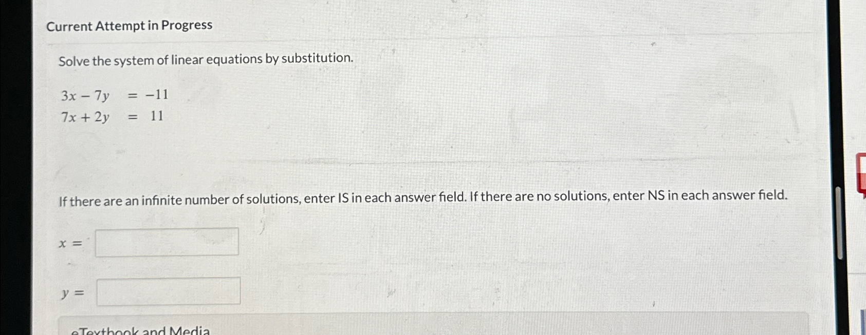 Solved Current Attempt in ProgressSolve the system of linear | Chegg.com
