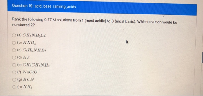 Solved Question 19: acid_base_ranking_acids Rank the | Chegg.com