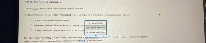 Solved 5. The Federal Reserve's Organization There Are | Chegg.com