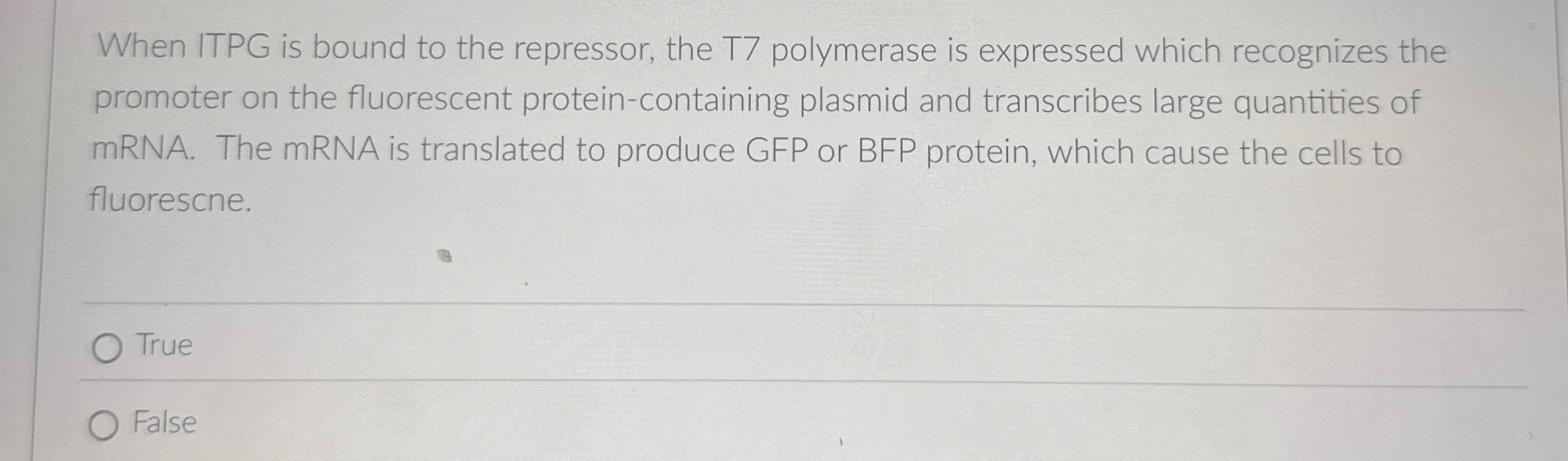 Solved When ITPG is bound to the repressor, the T7 | Chegg.com