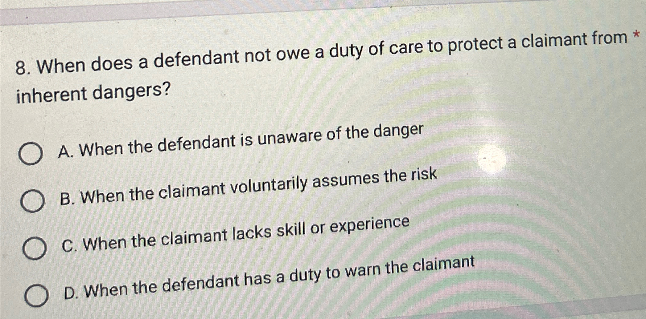 Solved When does a defendant not owe a duty of care to | Chegg.com