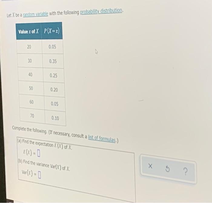 Solved Let X be a random variable with the following | Chegg.com