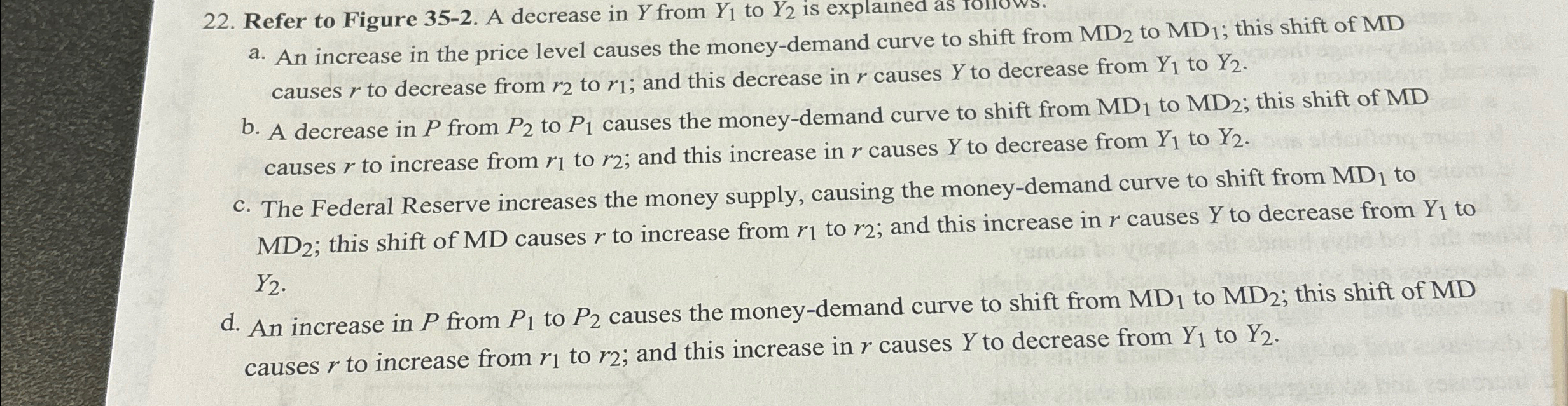 Solved Refer to Figure 35-2. ﻿A decrease in Y ﻿from Y1 ﻿to | Chegg.com