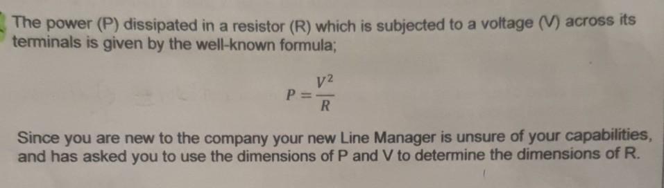 Solved Knowing That Resistance Is Meant To Equal L 1t Wou Chegg Com