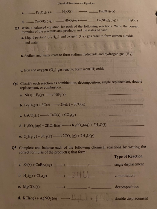 Solved REPORT SHEET Chemical Reactions and Equations A. | Chegg.com