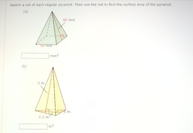 Solved Sketch a net of each regular pyramid. Then use the | Chegg.com