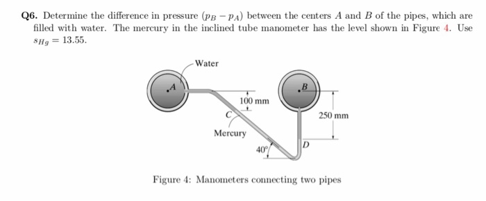 Solved Q6. Determine the difference in pressure (PB-PA) | Chegg.com