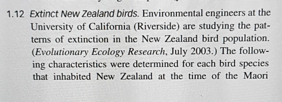 Solved 1 12 Extinct New Zealand birds Environmental Chegg com