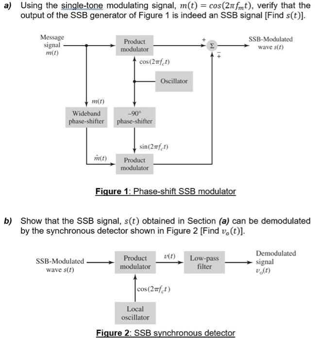 Solved ‏a ) Using the single - tone modulating signal , m ( | Chegg.com