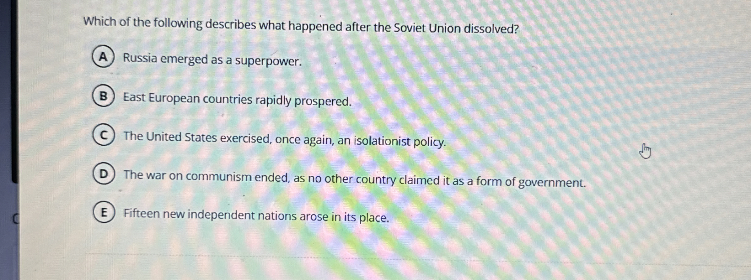 Solved Which of the following describes what happened after | Chegg.com
