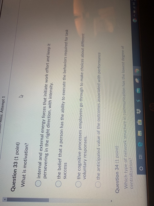 Solved with performance Question 34 (1 point) Which type of | Chegg.com