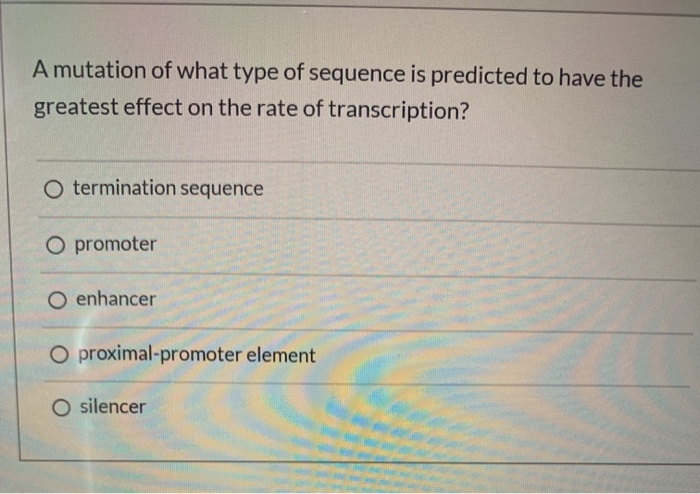 Solved A mutation of what type of sequence is predicted to | Chegg.com