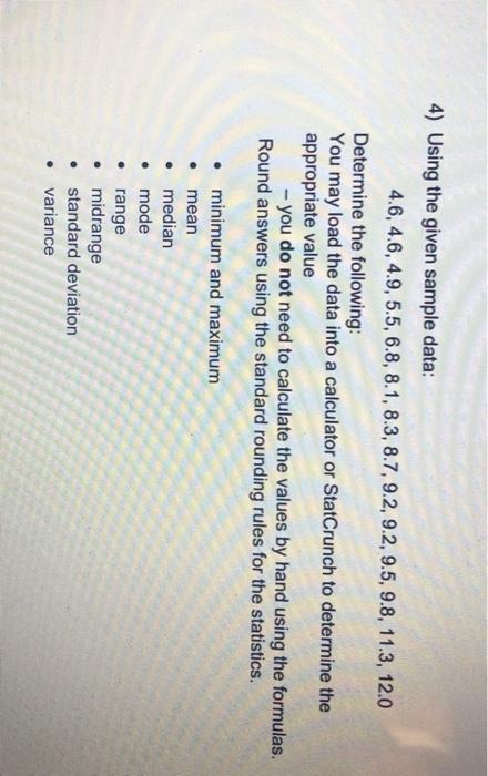 Solved 5) From the given x and y data in the table below: • | Chegg.com
