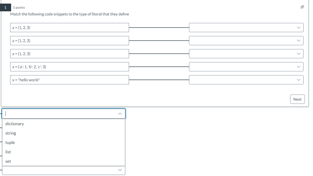 Solved Match The Following Code Snippets To The Type Of Chegg Solved Match The Following Code Snippets To The Type Of Chegg