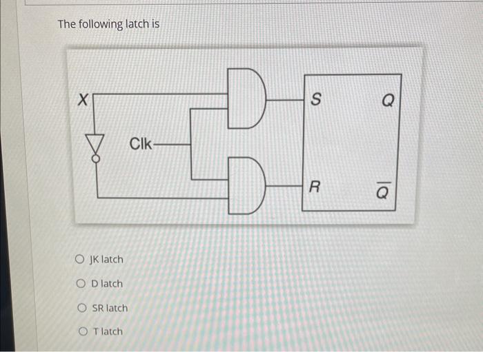 Solved The following latch is JK latch D latch SR lateh