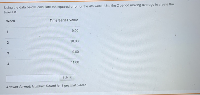 Solved Using the data below, calculate the squared error for | Chegg.com