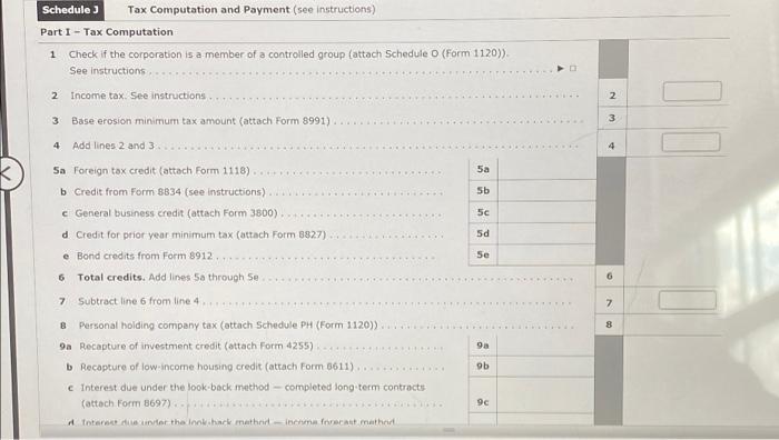 Schedule 3 Tax Computation and Payment (see | Chegg.com