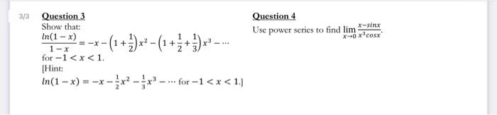 Solved Question 3 Question 4 Show that: | Chegg.com
