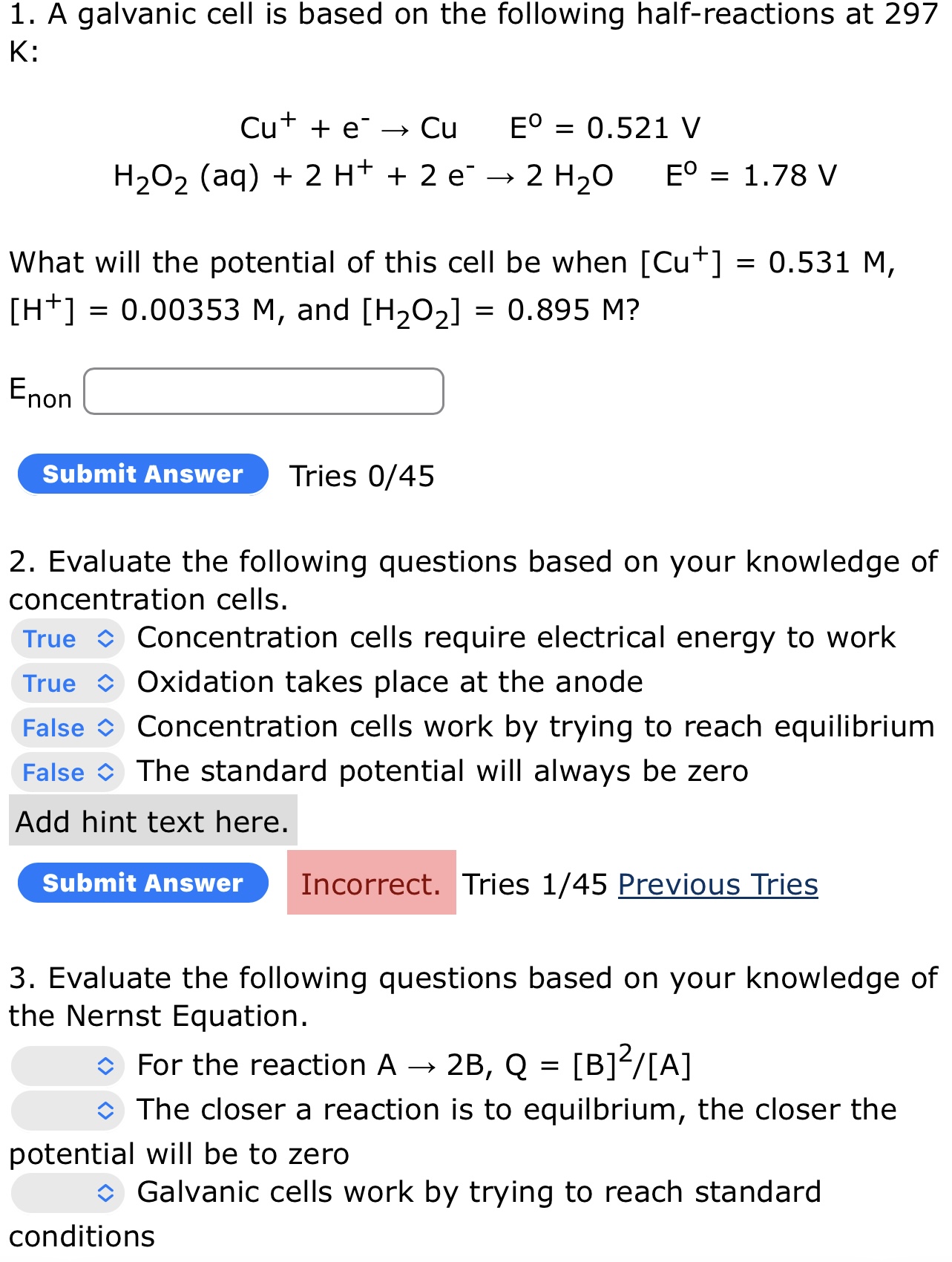 Solved A galvanic cell is based on the following | Chegg.com