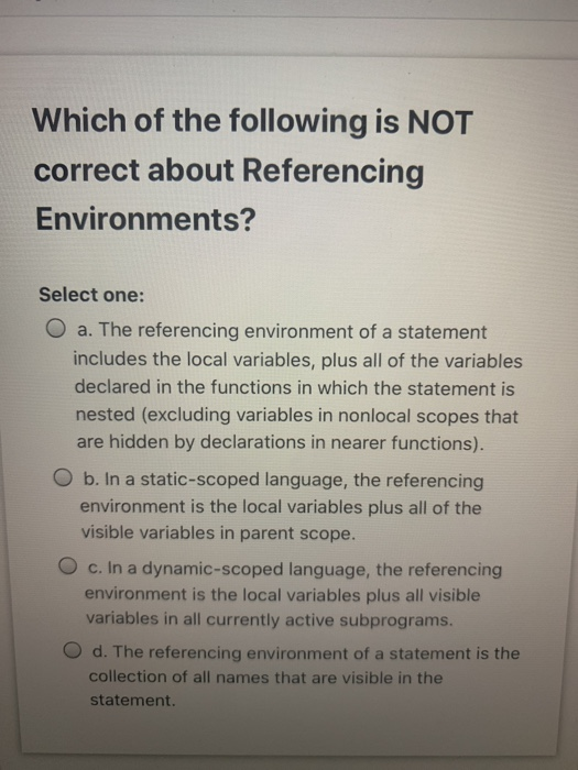 Solved Which of the following is NOT correct about | Chegg.com