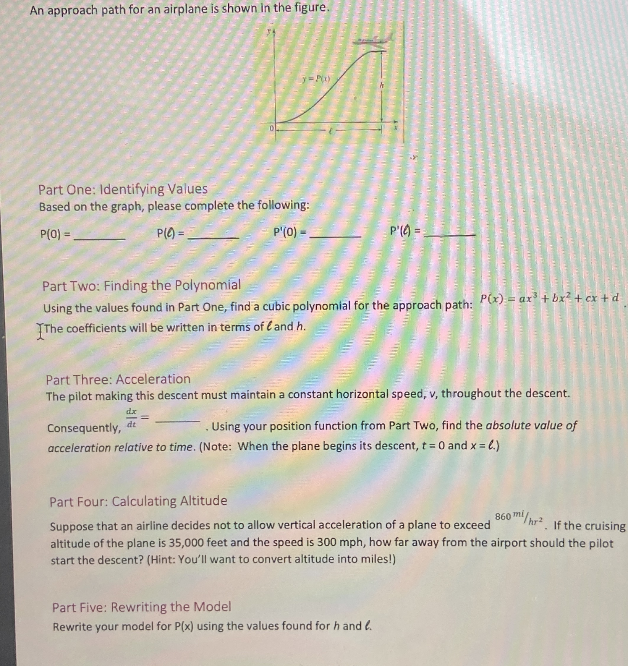 Solved An approach path for an airplane is shown in the | Chegg.com