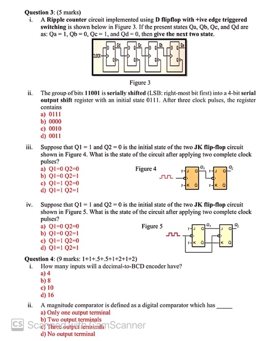 Solved Question 3: (5 marks) i. A Ripple counter circuit | Chegg.com